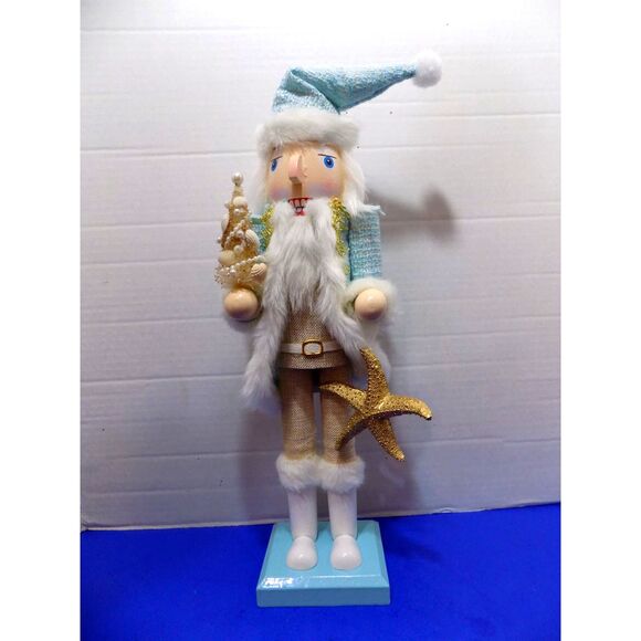 NEW Christmas Beach Coastal Fancy Santa Claus Nutcracker Figurine Holiday Noel - Picture 3 of 5